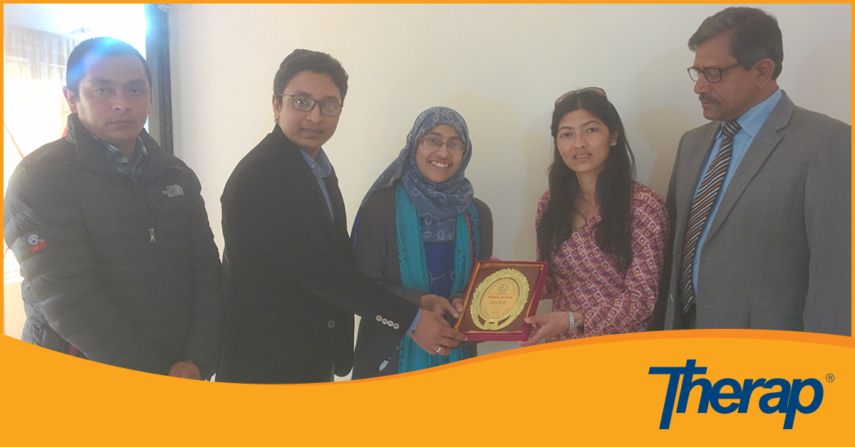 Ms. Sabita Upreti presenting a token of love from SSDRC to Therap