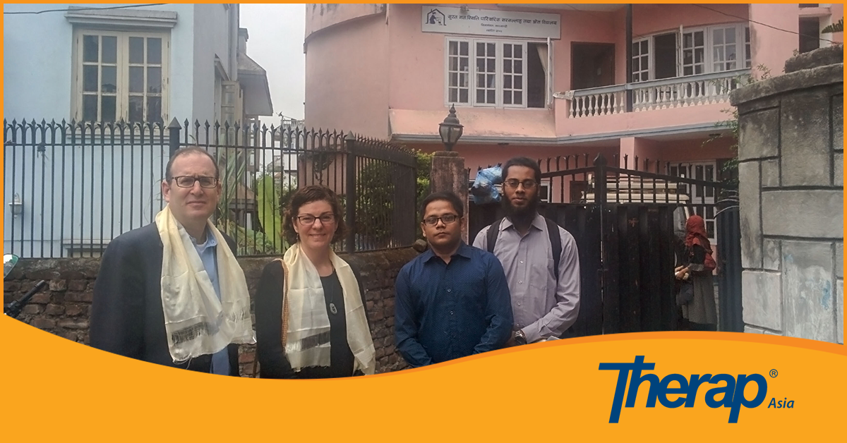 Richard Robbins, CEO of Therap Services with Maureen Noonan, Director of Global Customer Support in front of NAID Nepal