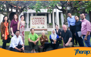 Therap team having a picture with the teachers of Annika Linden Centre