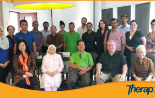 Whole Annika Linden Centre staffs and teachers are taking a group picture with Therap team