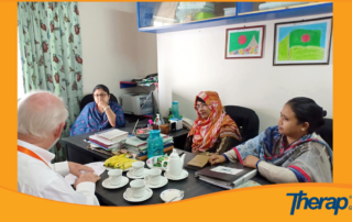 Therap Global team having a discussion with the Principal of Blue Bird Special School, Dhaka