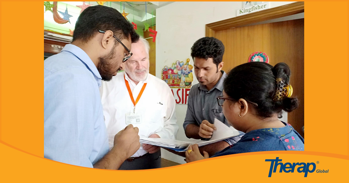 Therap Global team having a look on the documentation format of Blue Bird Special School, Dhaka