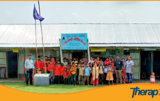 Therap Global team took a group picture with all the teachers and individuals of Durgapur Buddhi Protibondhi and Autistic school, Rangpur