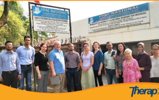 Therap team and YPAC Nasional team took a group picture while Therap team visited YPAC NASIONAL in Indonesia