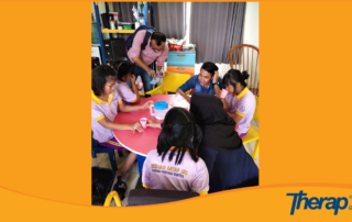 Special children of Yayasan Sayap Ibu Cabang Provinsi Banten are doing different activities in classrooms