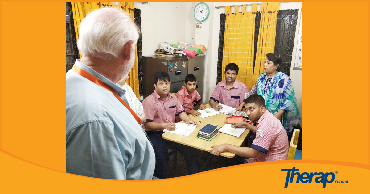 Ken Slavin, Business Development Director Visiting the classrooms of Angels Care Foundation, Dhaka