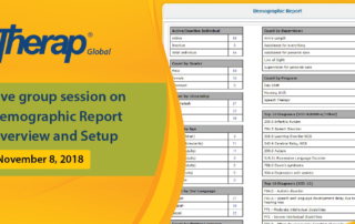 Live group session on Demographic Report Overview and Setup on November 8, 2018