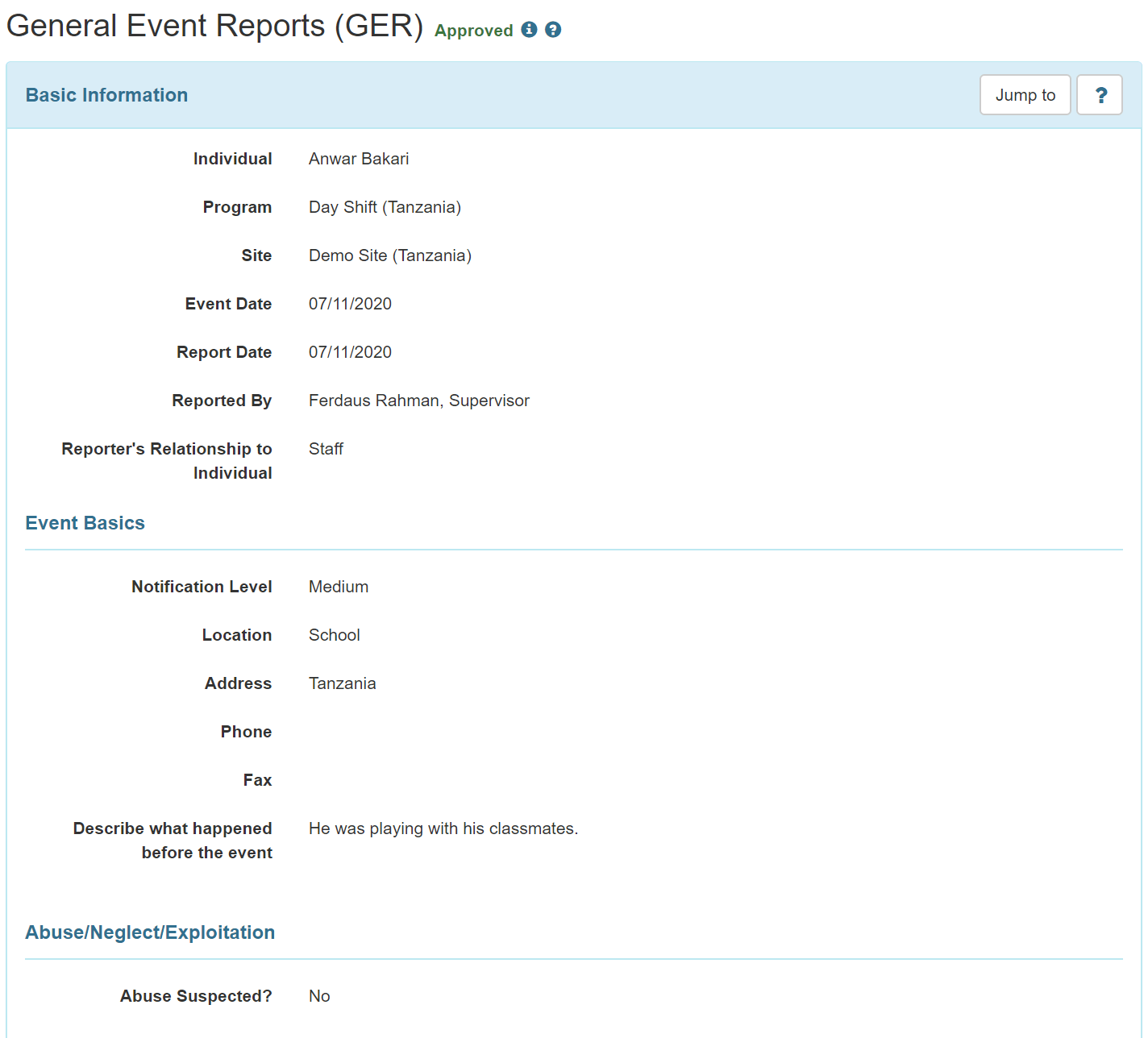Incident Reporting