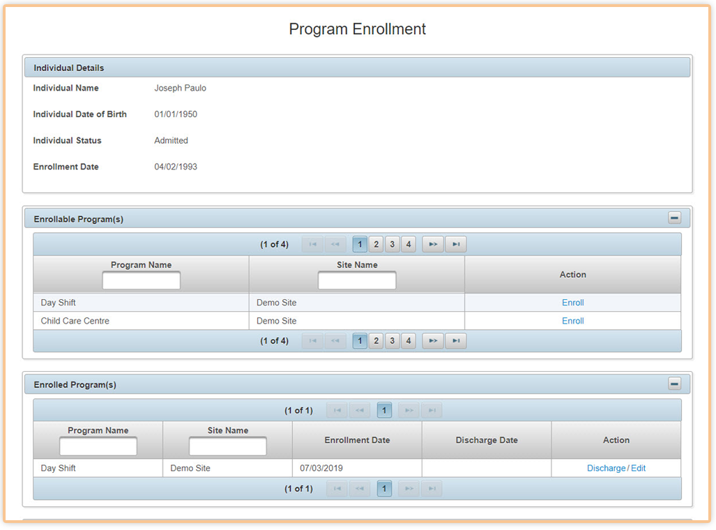 Individual Intake – Intake & Admit