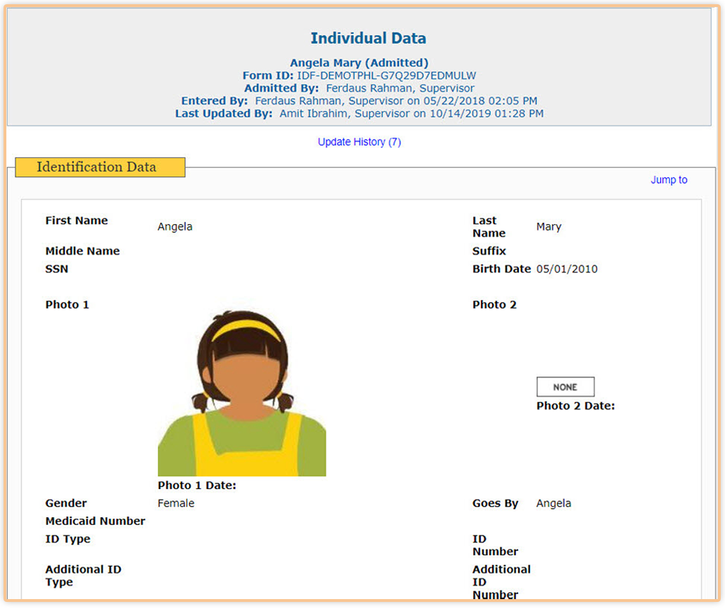  Individual Data form (IDF) – Individual Data Edit