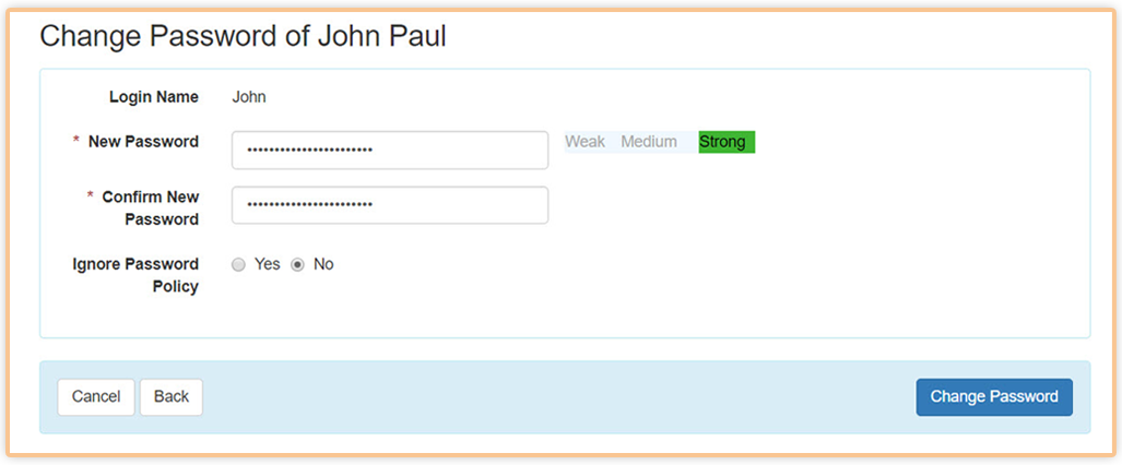 Reset User Password