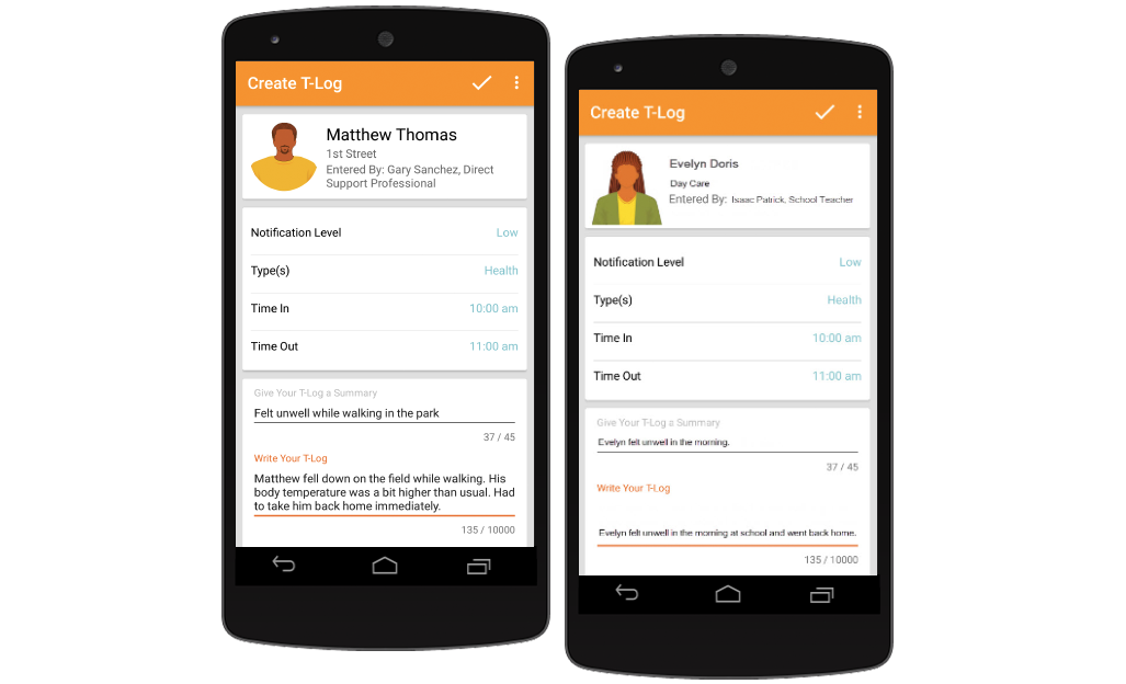 Enter T-Log in Therap Mobile App
