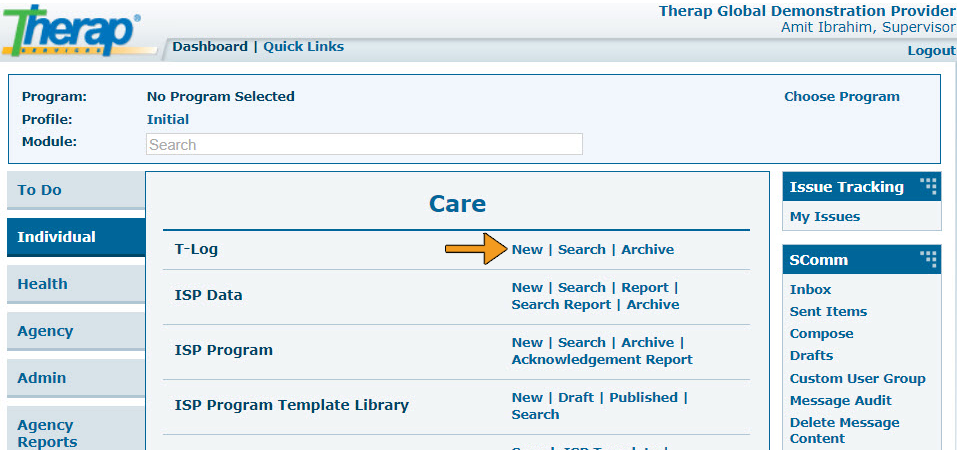 how to create T-Log without an individual