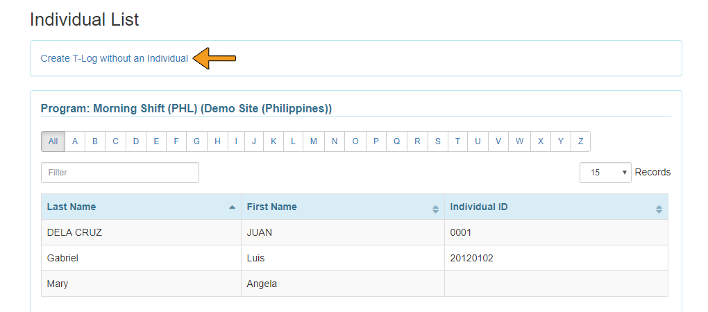 how to create T-Log without an individual