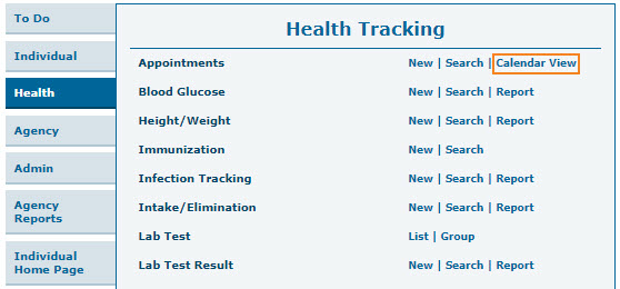Health tab