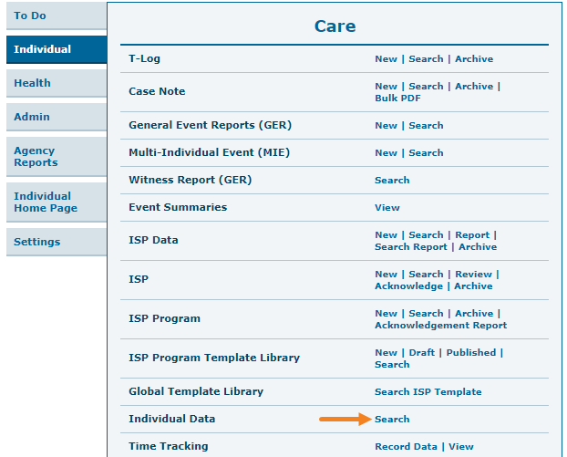 ISP program on therap dashboard