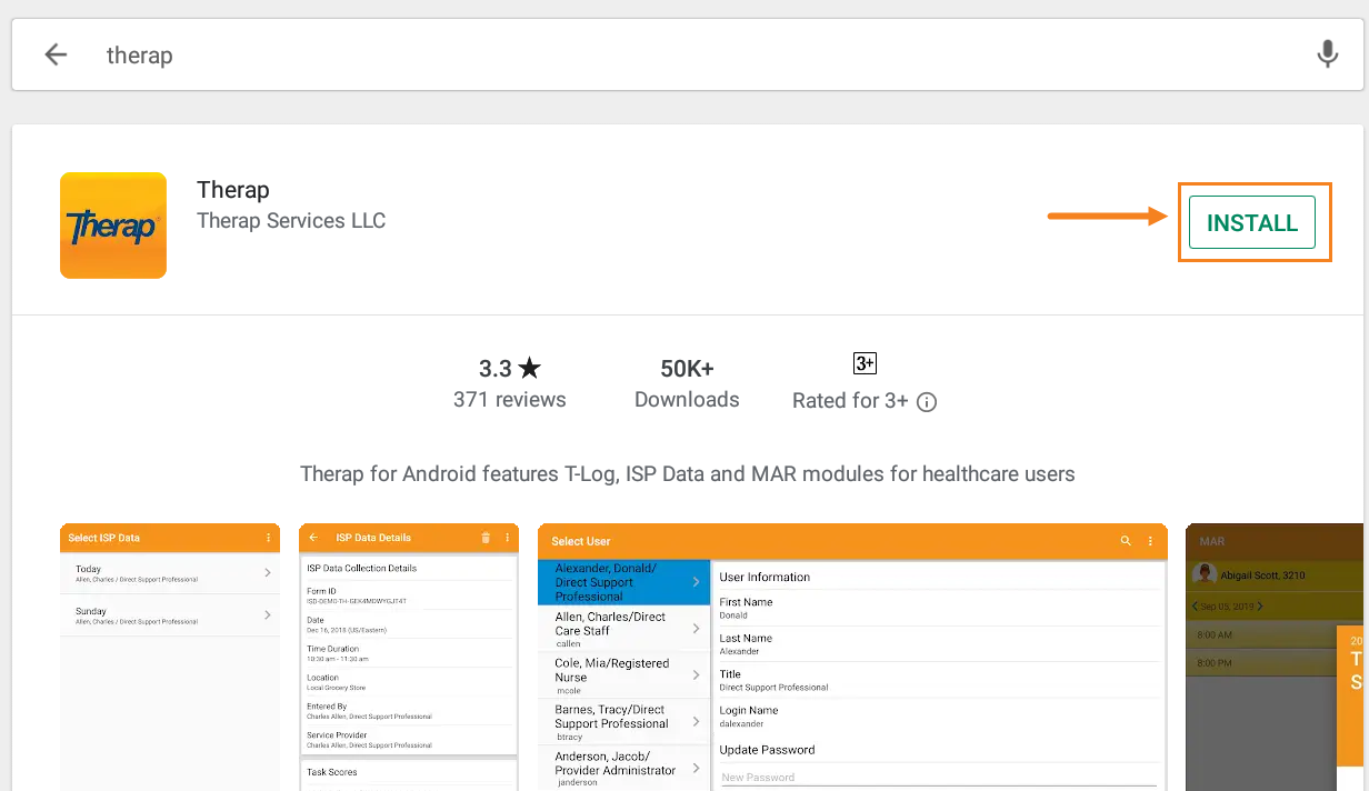 Install ISP program on therap dashboard