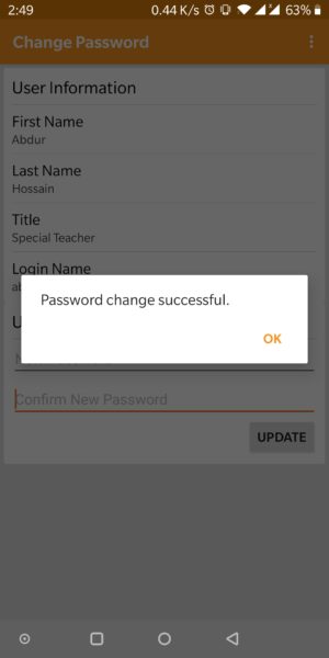 Other change confirmation