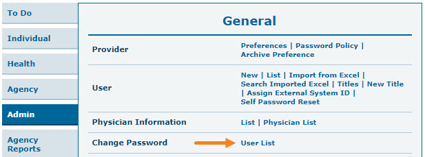 user list ISP program on therap dashboard