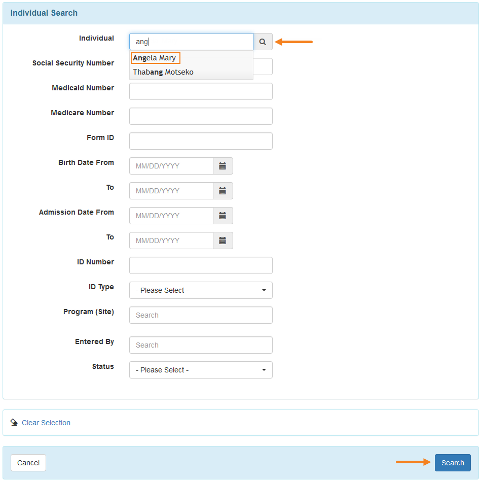 Individual Search Page Updated 10-06-2019 ISP program on therap dashboard