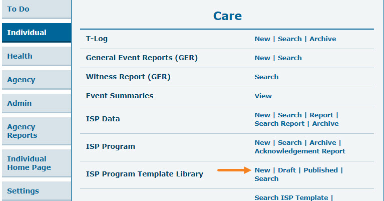 Individual Tab 3-12-2020 ISP program on therap dashboard