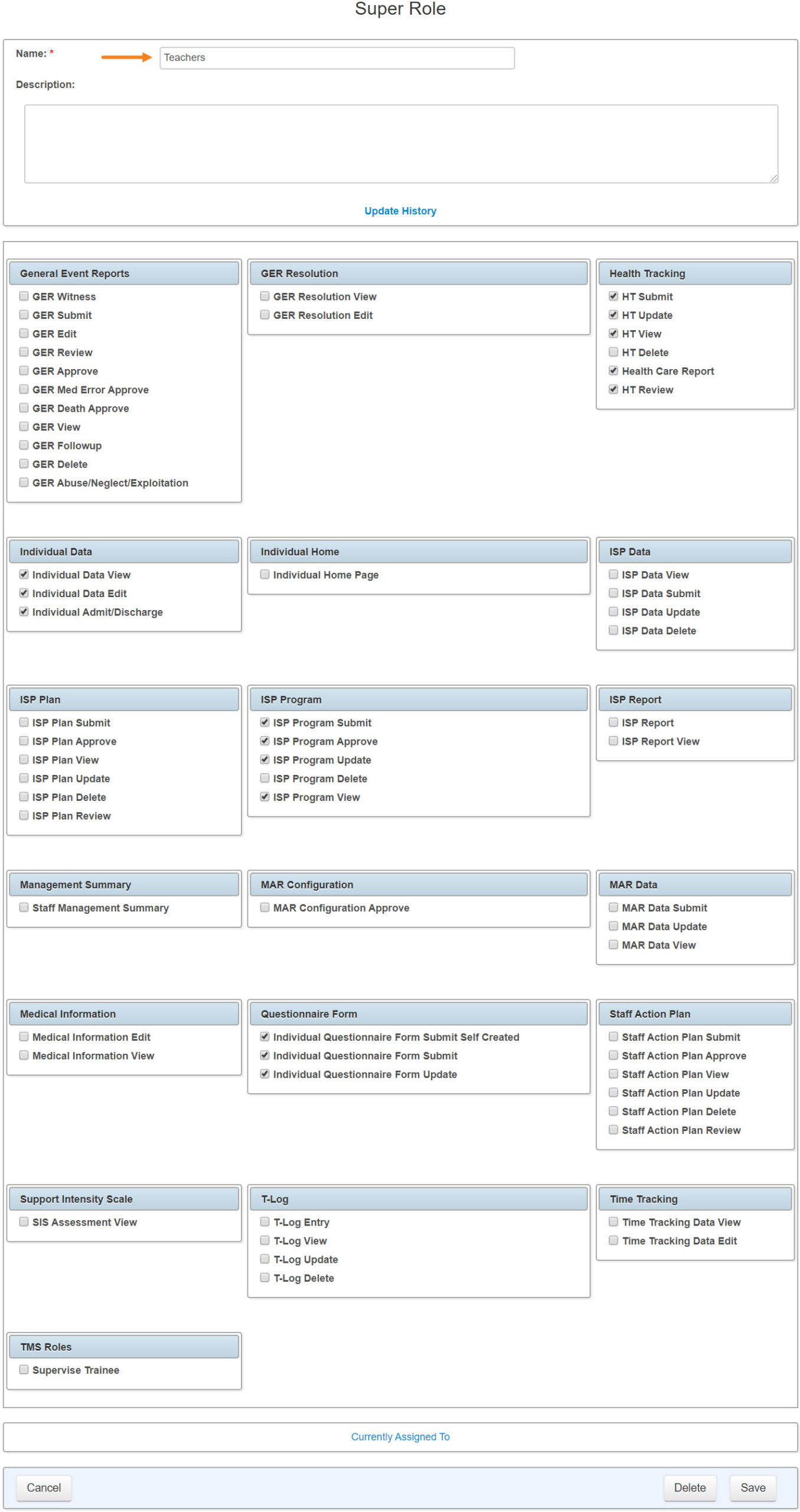 ISP program on therap dashboard