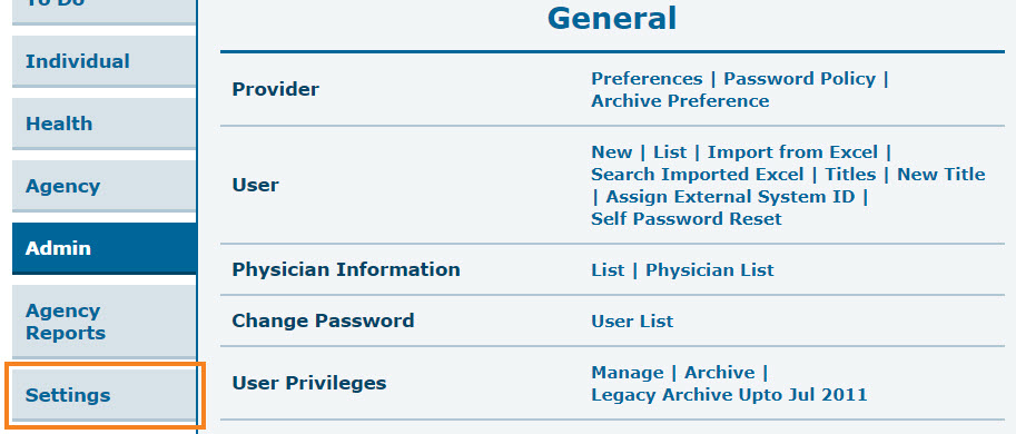 Settings Tab
