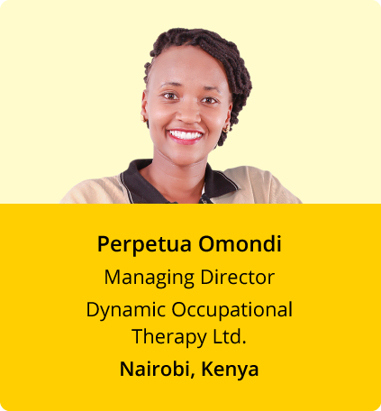 Perpetua Omondi, Managing Director at Dynamic Occupational Therapy Ltd., Kenya