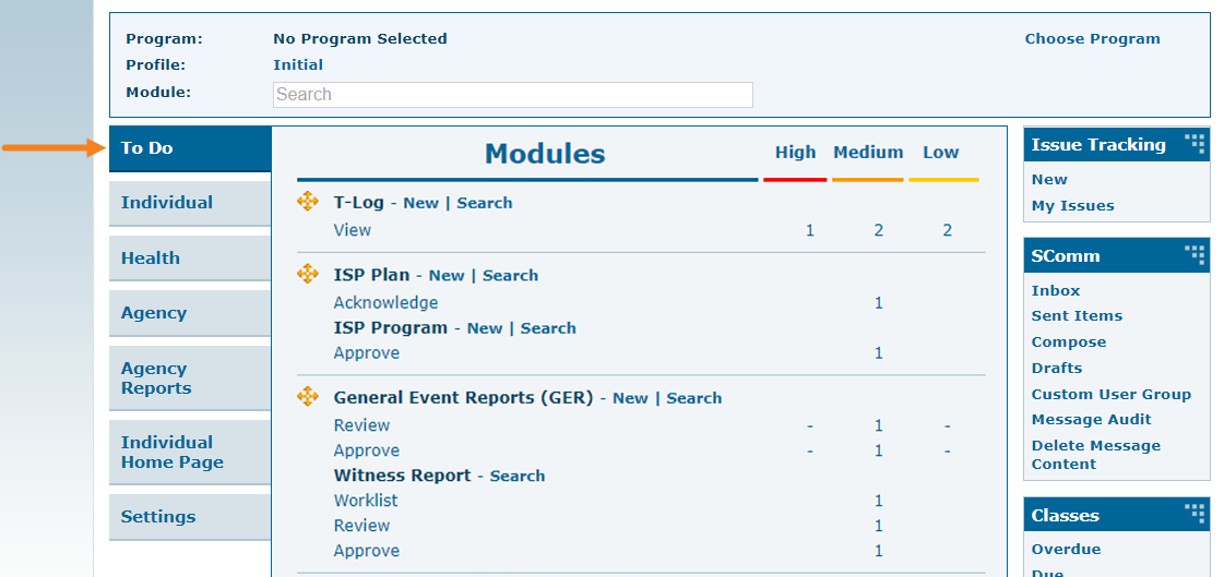 ISP program on therap dashboard