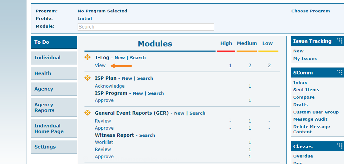 select program from isp program list