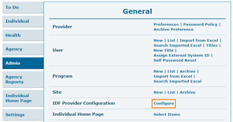 IDF Provider Configuration - Therap Global