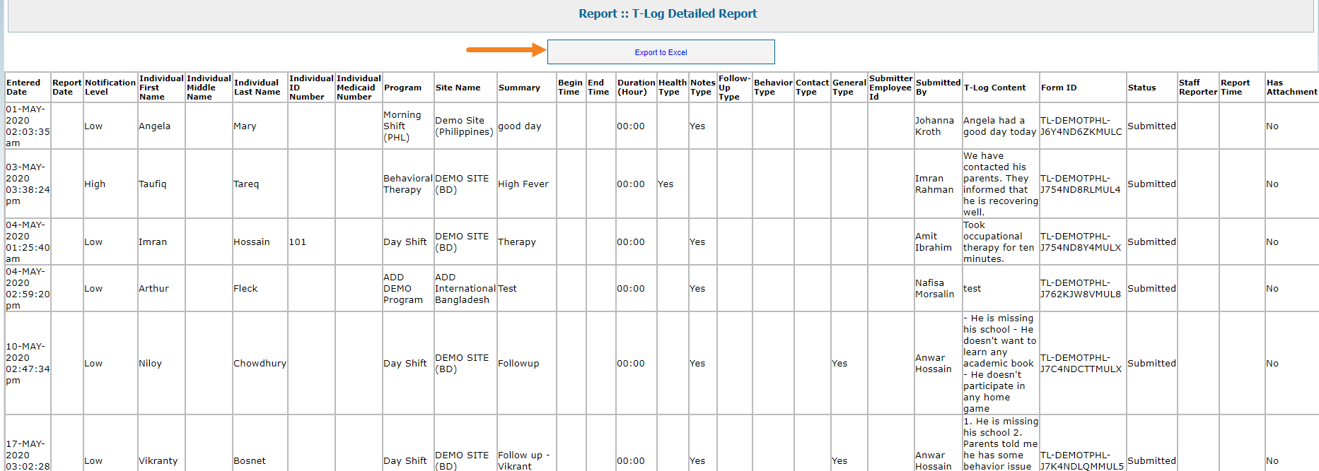 ISP program on therap dashboard