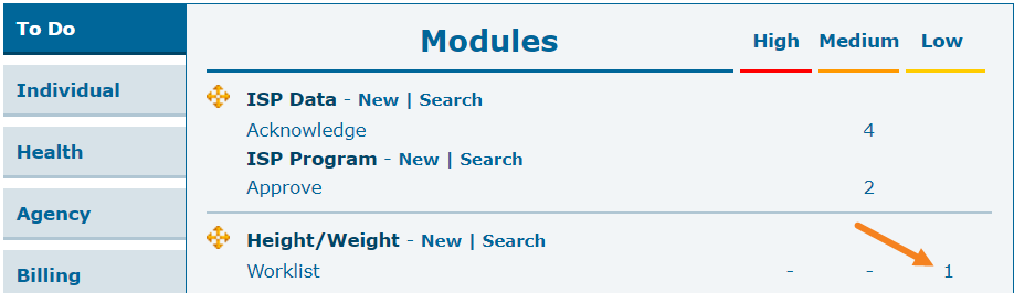 ToDo tab select program from isp program list