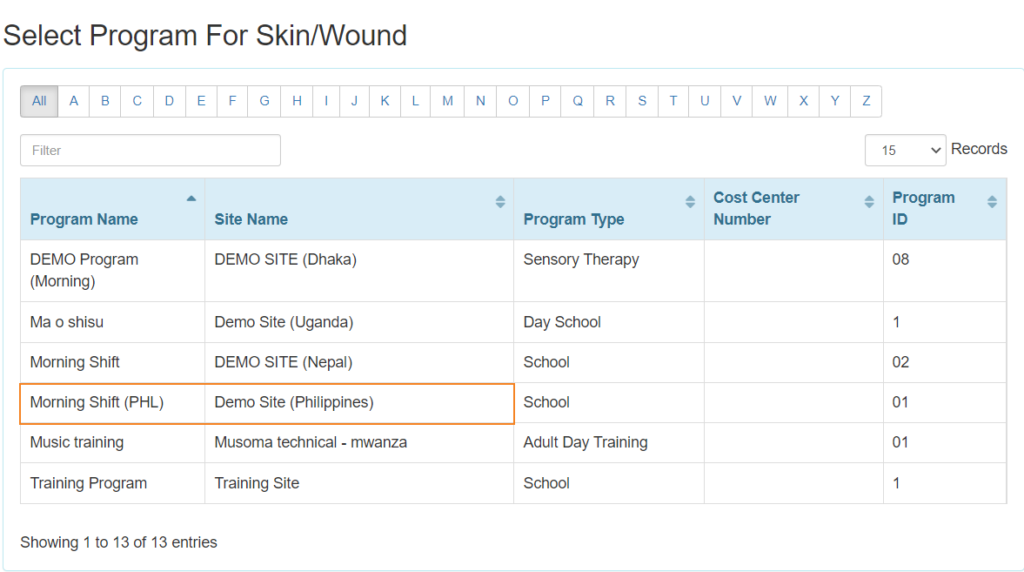 select program from isp program list