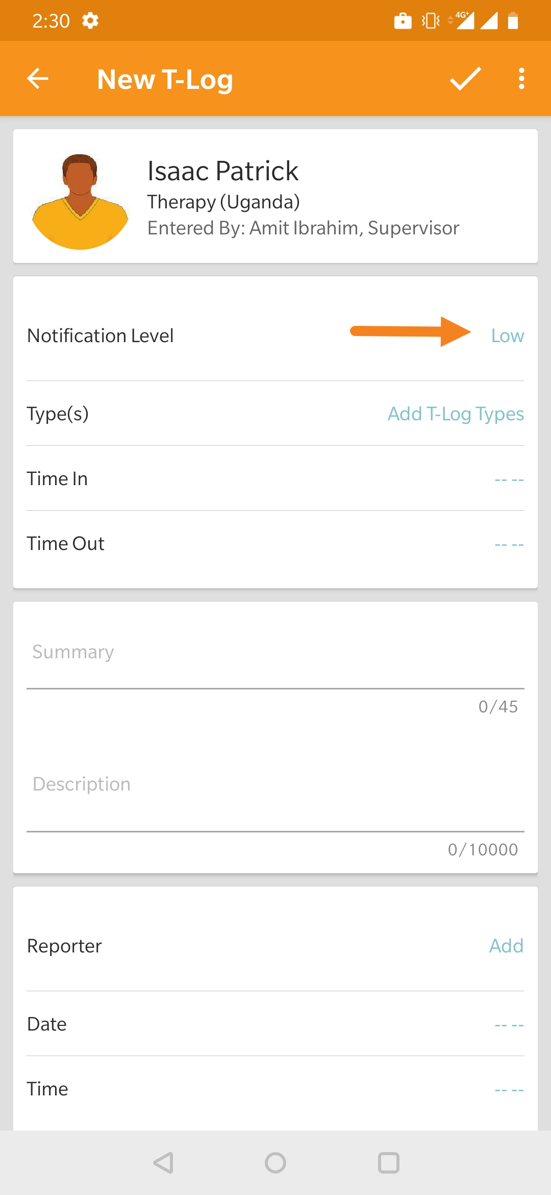 ISP program on therap dashboard