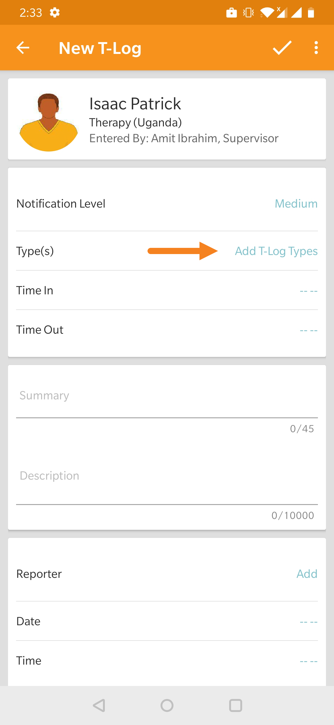 ISP program on therap dashboard