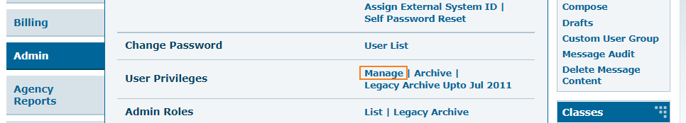 Admin tab new link