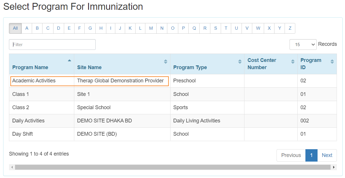 select program from isp program list