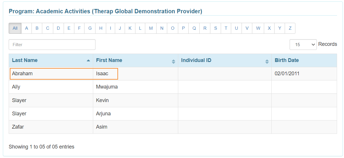 select program from isp program list