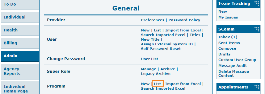 program list page