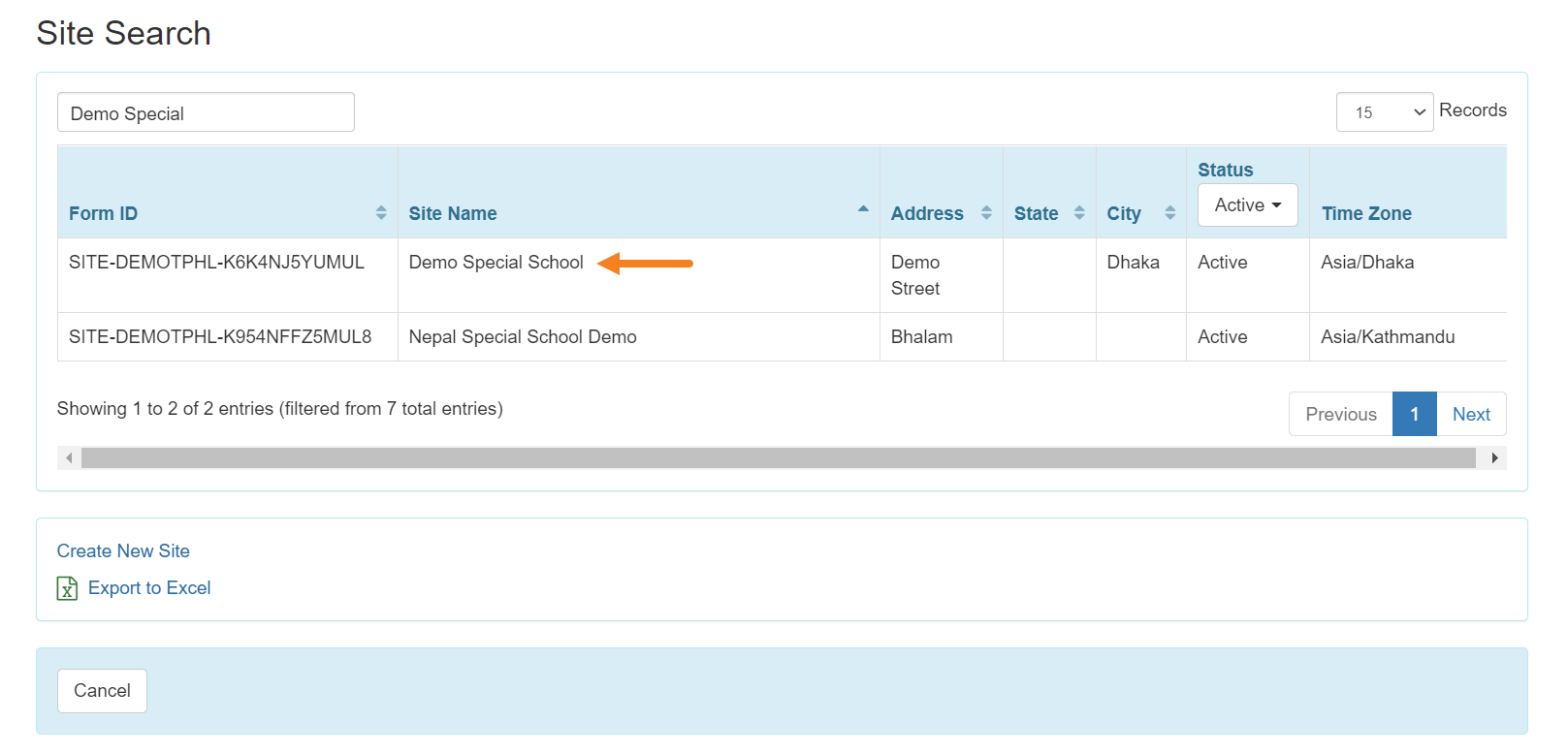 Site Search 1 select program from isp program list
