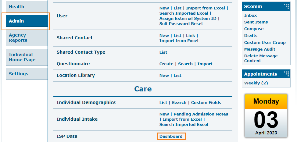 ISP program on therap dashboard