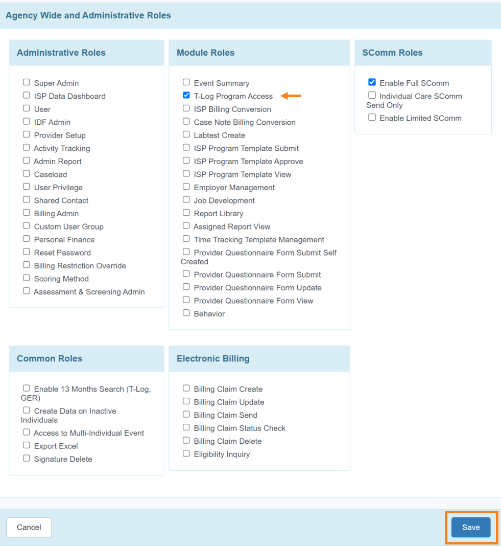 ISP program on therap dashboard