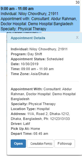Appointment Details select program from isp program list
