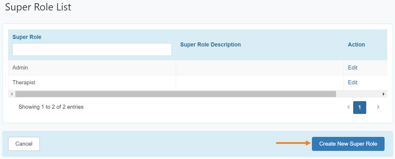 Create New Super Role ISP program on therap dashboard