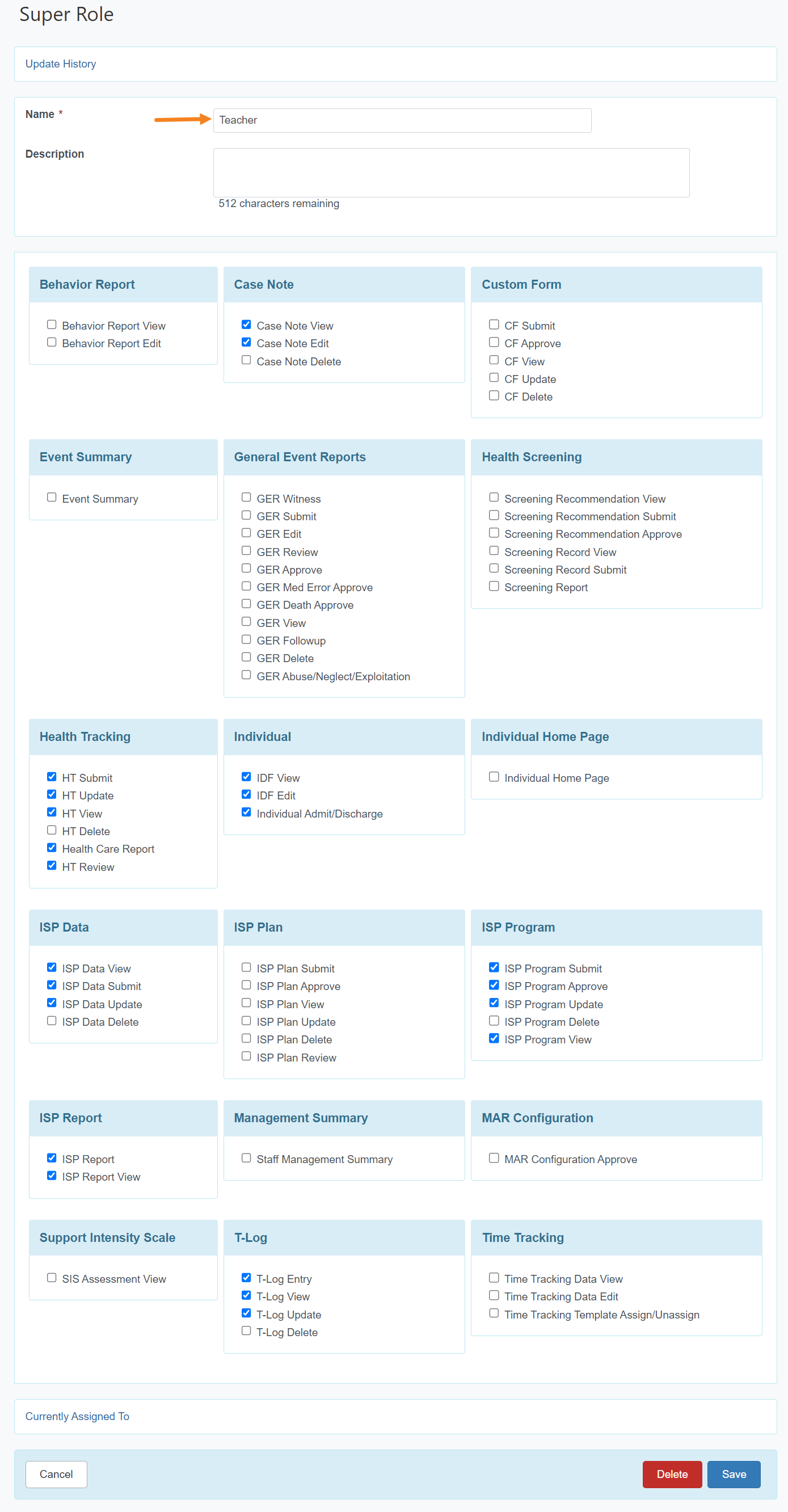 ISP program on therap dashboard