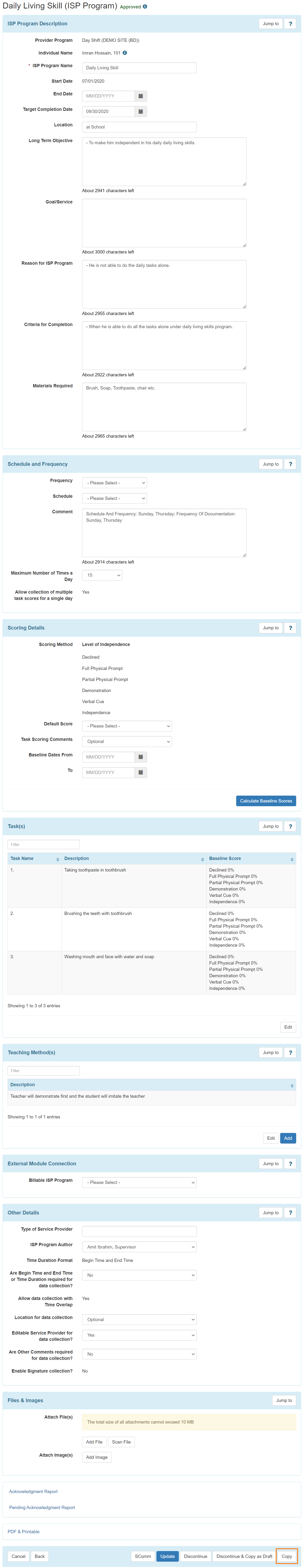 select program from isp program list