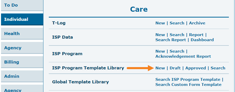 ISP program on therap dashboard