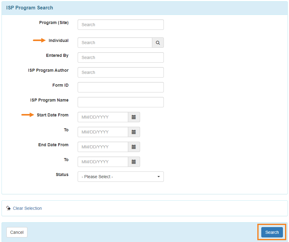 ISP program on therap dashboard