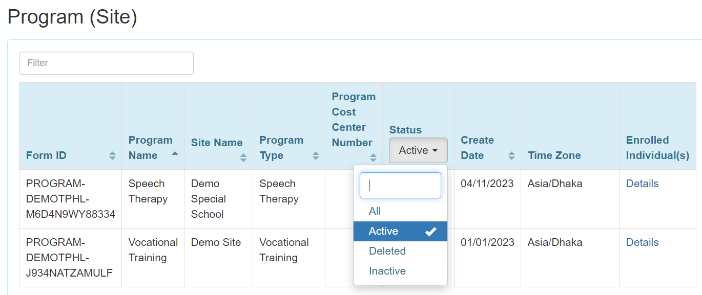Program List